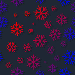 Fototapeta na wymiar Snowflakes seamless pattern with bright gradient colors