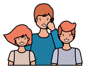 family smiling and waving avatar character