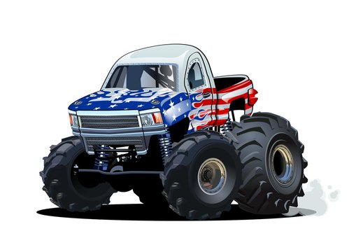 Vector Cartoon Monster Truck isolated on white background