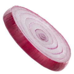 slice of red onion isolated on white background