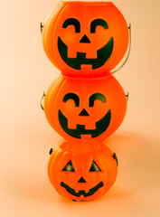 Beautiful halloween decoration trick or treat on white background with filter, concept of halloween party, copy space(text space), close-up, blank for text