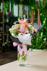 Romantic bouquet with decorative paper