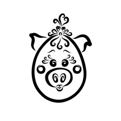 Girl pig with hairstyle and long eyelashes