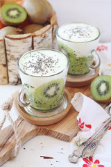 Healthy breakfast: yogurt, kiwi and Chia seeds