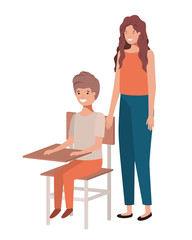 couple with school desk avatar character