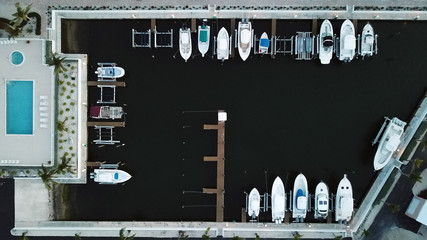 Boat marina  and pool from above