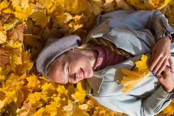 Model in autumn park