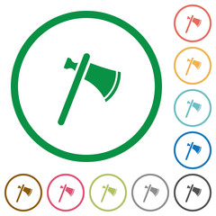 Single tomahawk flat icons with outlines