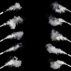 Smoke from a pipe on a black background