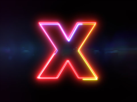 recommend clip art: Letter X - colorful glowing outline alphabet symbol on blue lens flare dark background