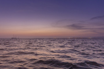 Obraz premium Algarve dusk seascape at Ria Formosa wetlands reserve, southern Portugal.