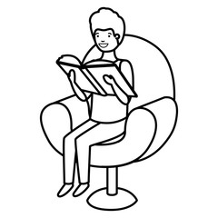man reading book in the sofa avatar character