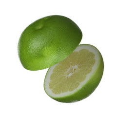 two halves of oroblanco isolated on white background