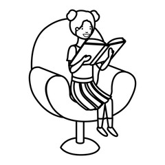 woman reading book in the sofa avatar character