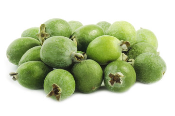 heap of feijoa isolated on white background