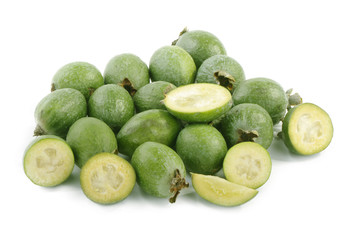 heap of feijoa isolated on white background