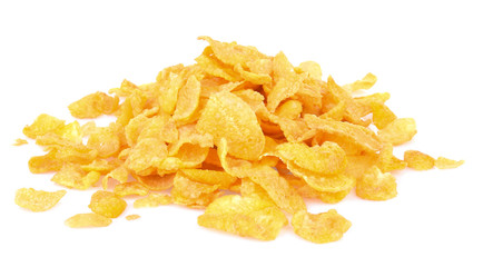  corn flakes on white background