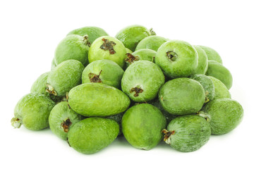heap of feijoa isolated on white background