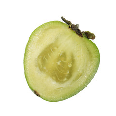 half of feijoa isolated on white background