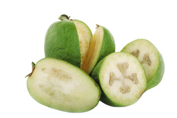 heap of feijoa isolated on white background