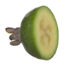 half of feijoa isolated on white background