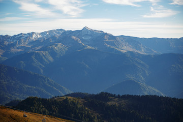 Mountain landscape in the afternoon, rocks in the background