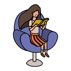 woman reading book in the sofa avatar character