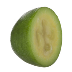 half of feijoa isolated on white background