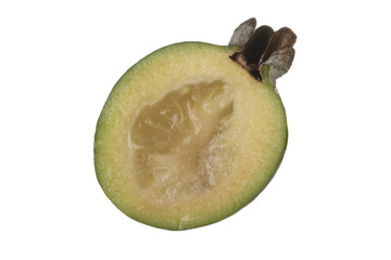 slice of feijoa isolated on white background