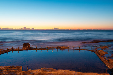 Dawn view of Mahon Pool at Maroubra Beach, Sydney, Australia.