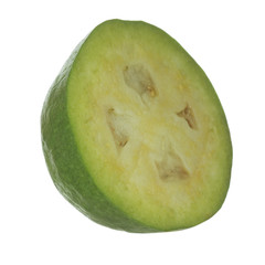 half of feijoa isolated on white background