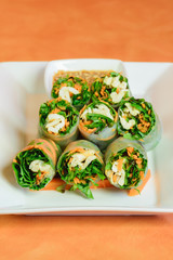 Fresh vegetable rolls, Vietnamese food.