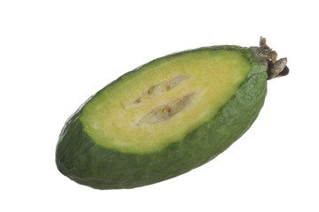 half of feijoa isolated on white background