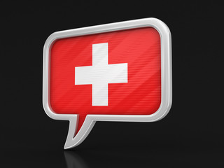 Obraz premium Speech bubble with Swiss flag. Image with clipping path