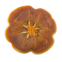 half of persimmon isolated on white background