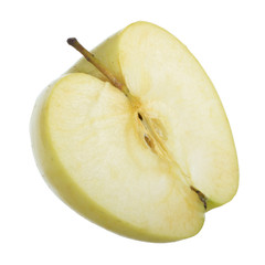 half of yellow apple isolated on white background