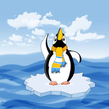 Pinguin auf eisscholle klima katastrophe
