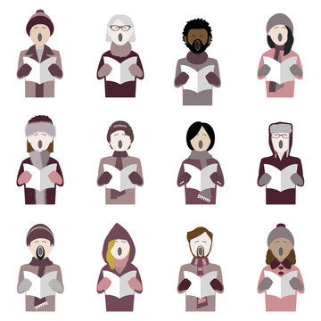 christmas carol singer icons