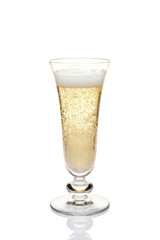 Glasses with champagne on a white background.