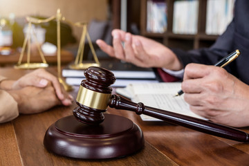 Customer service good cooperation, Consultation between counselor or male lawyer and businesswoman...