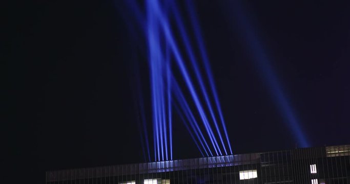 Light laser performance on the roof top building