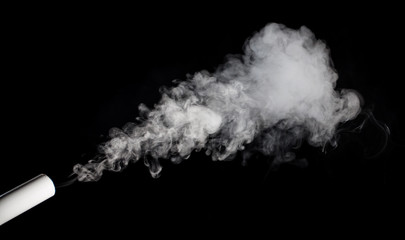 Smoke from a pipe on a black background