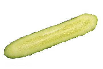 half of cucumber isolated on white