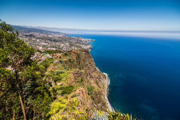 Impressive mountain Cabo Girao view from town Camara de Lobos
