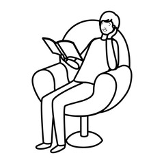 man reading book in the sofa avatar character