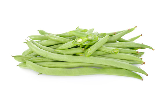 pile of fresh french bean on white background