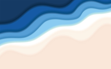 Top view paper wave beach background. Beautiful paper wave background. Summer beach background.