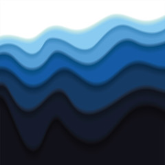 Paper wave background. Beautiful blue and white paper cut shapes background. Top view paper beach background.