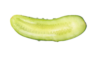 half of cucumber isolated on white