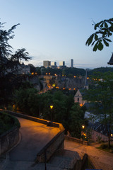 Historic old Luxembourg with modern new buildings in distance